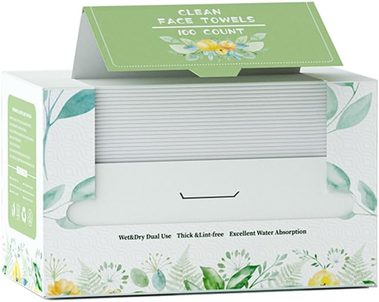 100 PCS AZONEE Premium Disposable Face Towels, Extra Large 7.8" x 7.8", Lint Free, Super Soft, 100% Biodegradable, Chemical & Fragrance Free,
