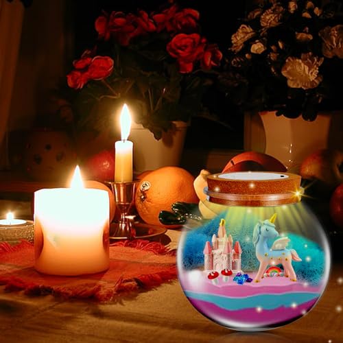 VUCATIN Unicorns Terrarium Gifts for Kids Girls, DIY Light-Up Terrarium Craft Kit, Ages 4-12, Not Foldable