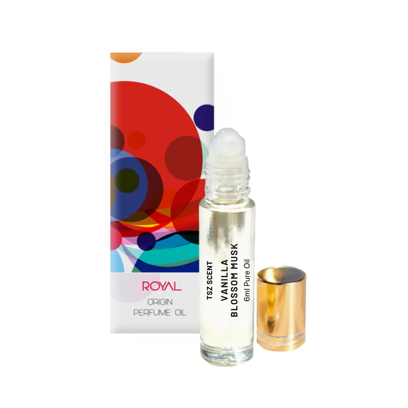 TSZ Scent Vanilla Blossom Musk Perfume Oil 6ml - Unisex Fragrance, Sweet Floral Powdery Notes - Long-Lasting Parfum for Men and Women