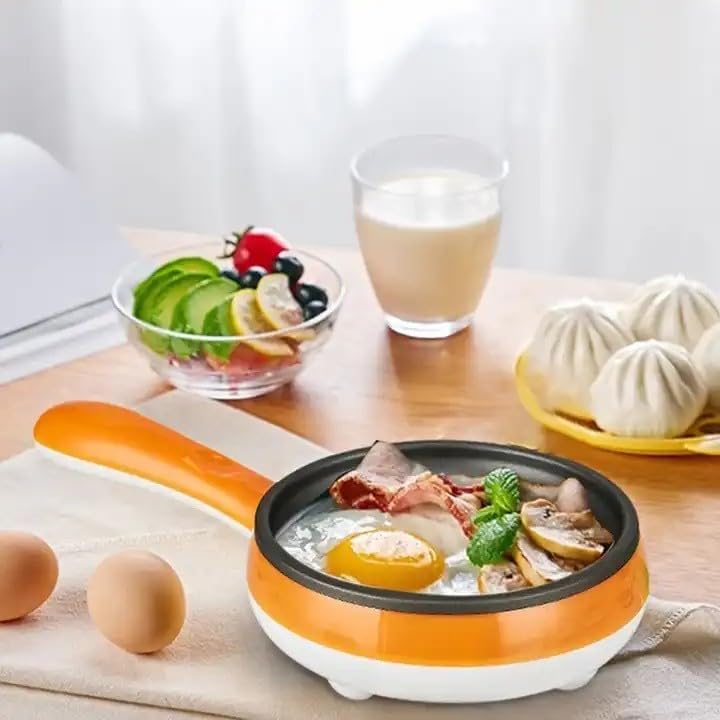 SWIFTOO Egg Cooker: 14 Egg Capacity Multifunctional 2 in 1 Electric Egg Cooker For Boiled Eggs,Steamed Eggs,Poached Eggs And Non Stick frying pan with Water Measuring Cup(ORANGE)