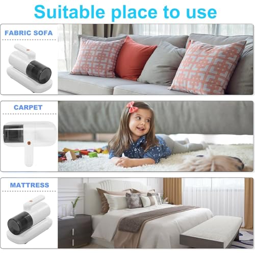 TDOO Mite Remover, Foldable Mattress Vacuum Bed Vacuum Cleaner with 16Kpa Suction HEPA Filter UV-C Light & Pulsation Pad, Deep Cleaner Effectively Clean Up Bed, Mattresses, Pillows, Sofa