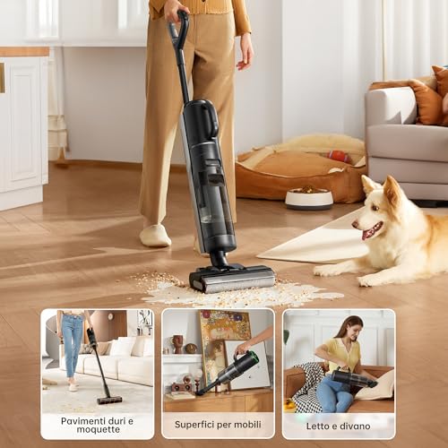 Dreame H12 Dual Wet Dry Vacuum Cleaner, 4-in-1 Cordless Multi-Surface Vacuum Cleaner, Self-Cleaning in One Step with Hot Air Drying, Edge to Edge Cleaning, App (Renewed)