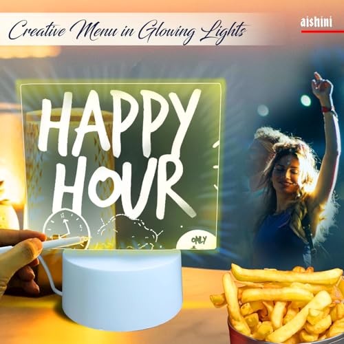Aishini 3D LED Acrylic Night Light with Erasable Pen, USB powered-LED Board, Elegant Festive Décor for your lifestyle, Valentines Day, Birthday, Anniversary, Home Décor, For Kids & Loved Ones