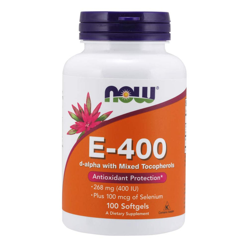 Now Foods E-400 Mixed Tocopherols & Selenium Softgels 100'S
