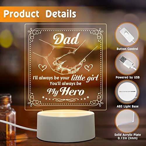 BPA Dad Gifts from Daughter - Birthday, Thanksgiving, Christmas, Father's Day - Personalized Acrylic Sleep Night Light with Base