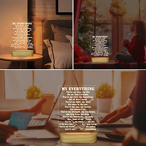 Sulfar 3D Illusion Lamp I Love You Night Light You are My Everything Gifts for Wife Husband Anniverysary Birthday Valentines Day