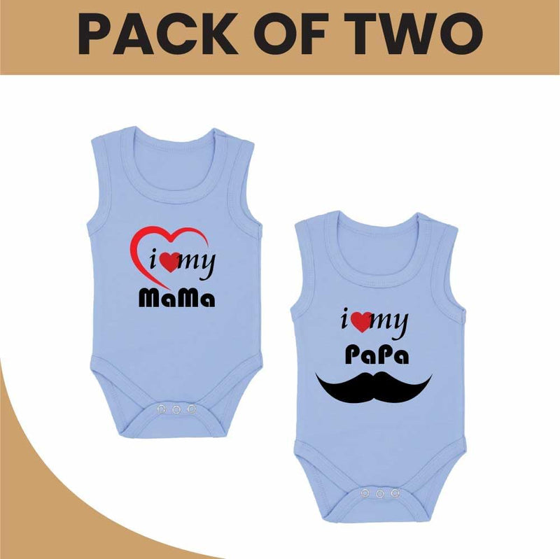 Pack of 2 Unisex Baby Romper with Mama and Papa Printed Design for Newborns,Infants, Toddlers Sleeveless Jumpsuit Snap Closure for Easy Diaper Changes Ideal for Baby Shower