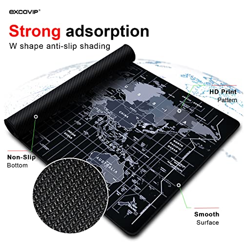 EXCOVIP Gaming Mouse Pad XXL, Anti-Skid 900x400mm Mouse Pads Extended Large Desk Pad World Map Keyboard Mousepad (Upgrade Version)