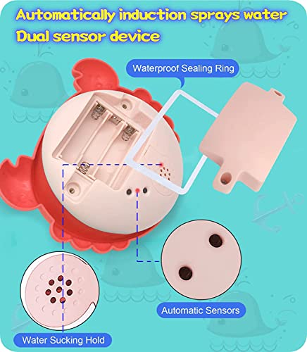 SYOSI Bath Toys for Toddlers, Spray Water Baby Bath Toy, Light Up Sprinkler Bathtub Toys, Swimming Pool Bathroom Shower Water Toy for Infant Kids Boys Girls Age 3 4 5 6 Years Old Crab Red