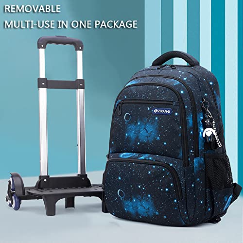 Kids Rolling Backpacks Fashion Printed Trolley School Bags Large Capacity Wheeled Kids' Luggage Bag for Elementary Boys Girls Schoolbag