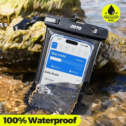 JOTO Universal Waterproof Phone Pouch Cellphone Dry Bag Case for iPhone 16 15 14 13 12 11 Pro Max Mini Plus Xs XR X 8 7 6S, Galaxy S23 S22 S21 Plus Note, Pixel up to 7" -Black