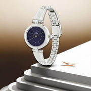 Karishma Analogue Round Blue Dial Stainless Steel Strap Watch for Women- 2574SM01