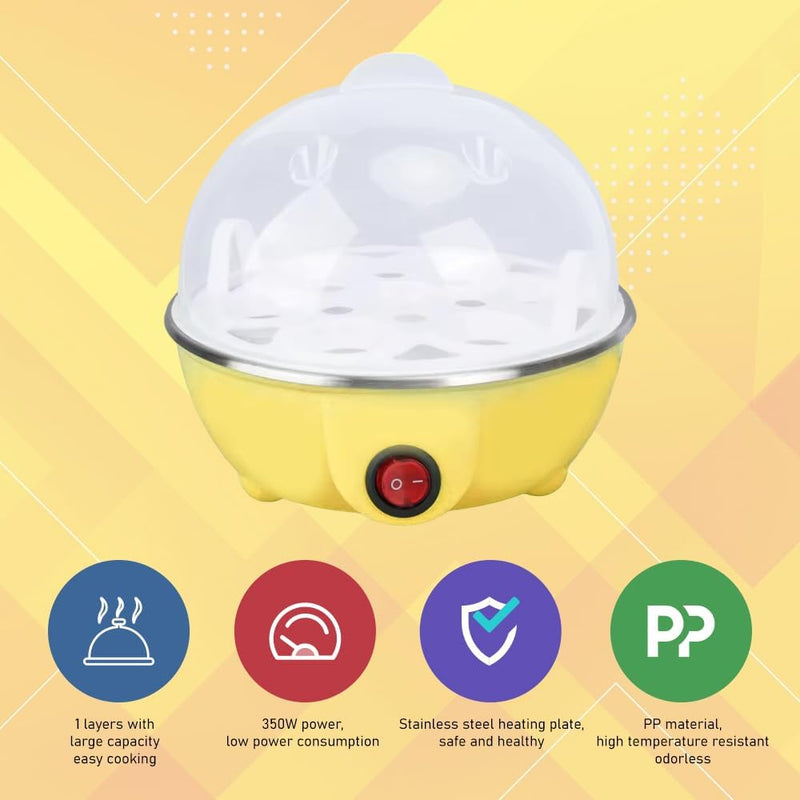 TAFRUJ MART Electric Egg Boiler, Automatic Egg Cooker with Power Switch, Yellow