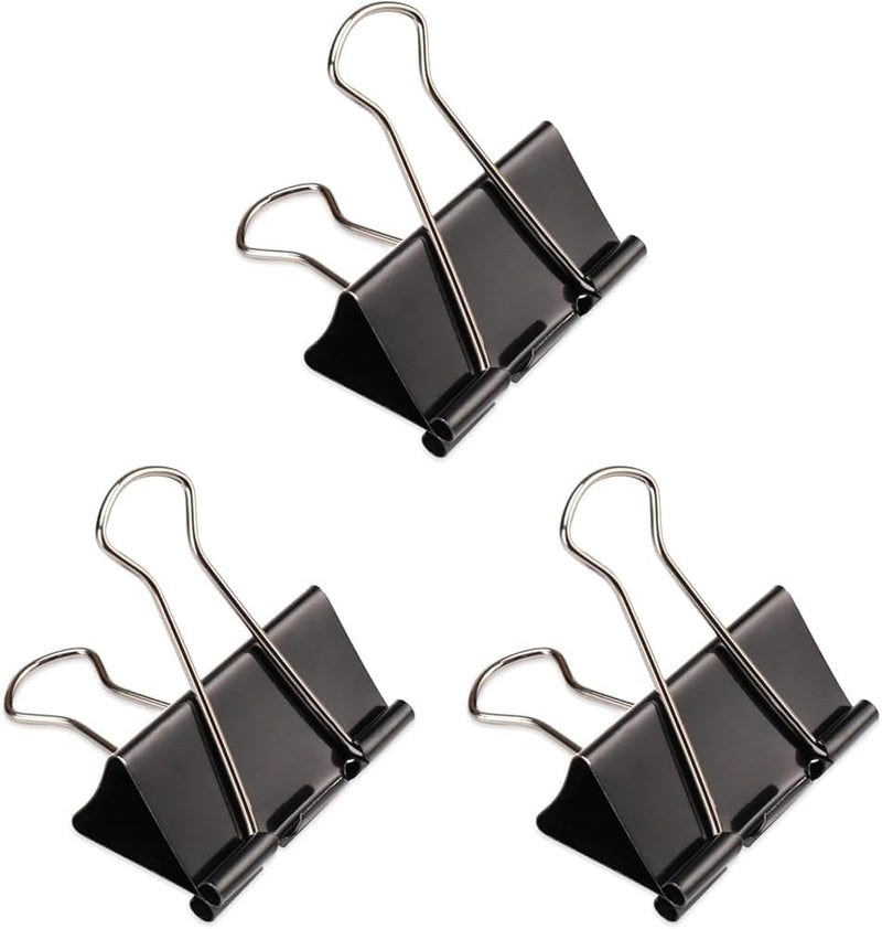 Fitto Binder Clips - Heavy Duty Metal Clamps for Organizing Papers, Files, Office Supplies, and Schoolwork - Durable, Reusable, Ideal for Home, Office, and Classroom Use (12Pcs 25mm, Black) - 12pcs 25mm (Pack of 3)