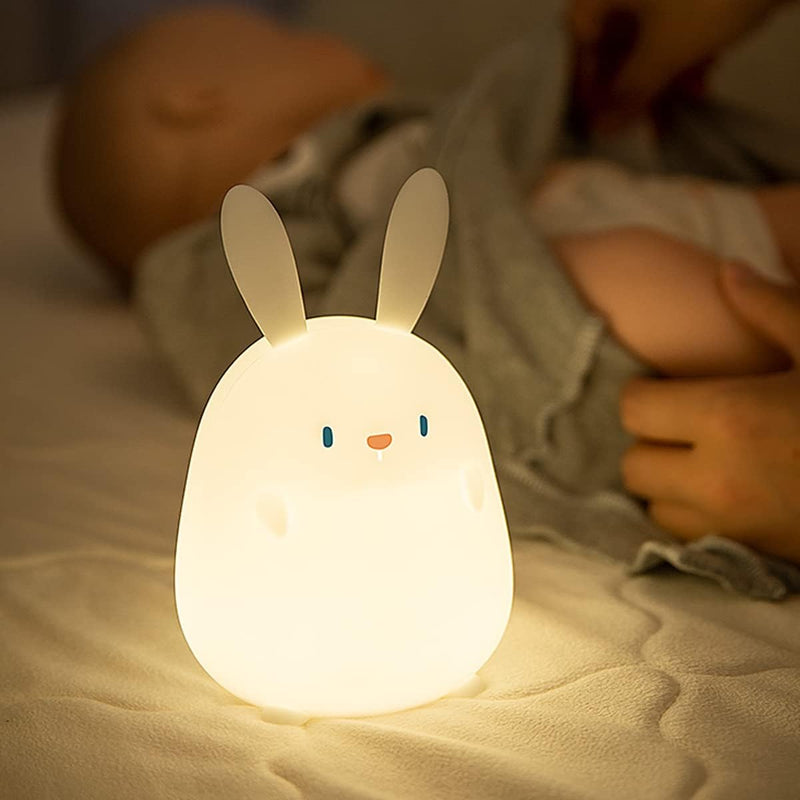 LEDHOLYT Night Light for Kids, Cute Silicone Nursery Pear Lamp for Baby and Toddler,Fruit NightLight for Boys and Girls,Squishy Night Lamp for Bedroom,Kawaii Bedside Lamp for Kids Room (Pear) - Rabbit