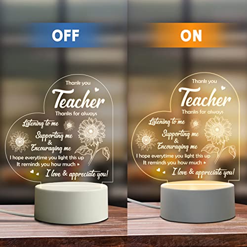 Afterprints Teacher Gifts - Engraved Night Light, Teacher Appreciation Gifts for Women on Teacher's Day Birthday Retirement Farewell Christmas, Thank You Gifts for Teachers from Student