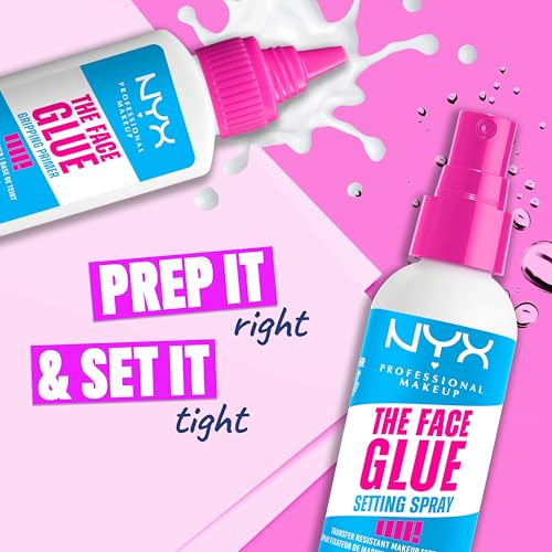 NYX Professional Makeup The Face Glue Setting Spray, Makeup Setting Spray, up to 24 hr wear, transfer resistant & waterproof, 60ml