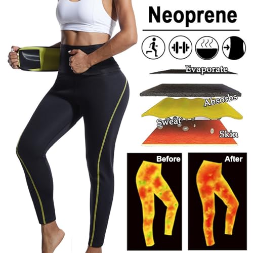 Women's high waist sauna leggings, slimming sportswear, stretch body shaping pants,Black,Small