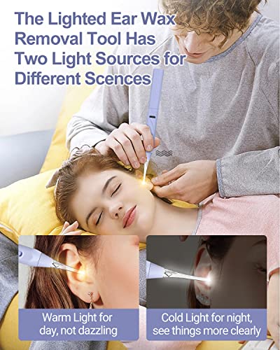 Uanrna Ear Wax Removal Tool with Light Kids Ear Wax Remover Ear Cleaning Tool Ear Cleaner with Built-in Storage Space Upgraded Ear Wax Removal with Light for Kids & Adults (Purple)