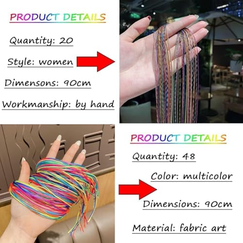 TERRIFI 116 Pcs Rainbow Hair Wraps for Braids & Dreadlocks, Elastic DIY Hair Accessories for African Girls, Colorful Gradient Ponytail Ties & Hair Extensions