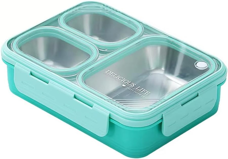 Bento Lunch Boxes, Leak Proof Stainless Steel Lunch Box for Kids, BPA Free Bento for Kids and Adults Tiffin Box for Office and School (Pink, 950 ML, 4 Compartment) - Green 620 ML, 3 Compartment
