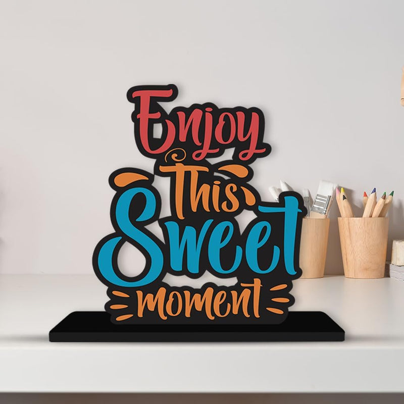Artvibes Wooden Idols and Figurine Good Food is Good Mood Restaurant Cafe Quotes Table Decoration for Office Desk | Home Decor | Living Room | Modern Art Wood Showpiece Gift Item (SP_1128N)