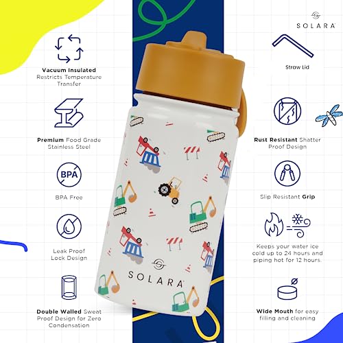 SOLARA Water Bottle for Kids 450ml, Kids Water Bottle, Sipper Bottle for Kids, Thermosteel Kids Bottle, Stainless Steel Water Bottle for Kids, Straw Bottle for Kids, Fruit