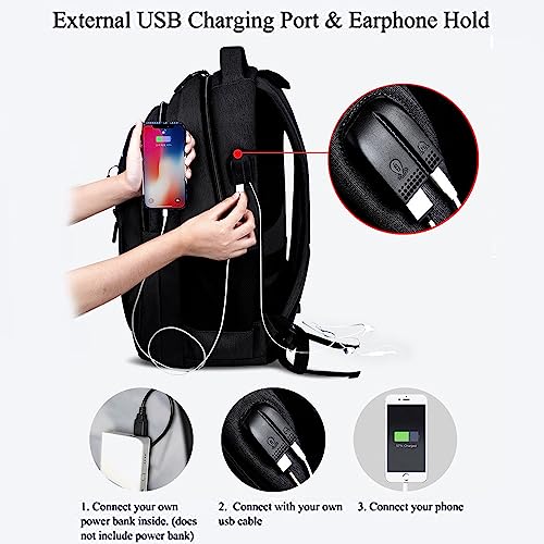 Laptop Backpack for Men, 18Inch Travel Backpacks Students BookBag with Laptop Compartment, Water Resistant Business Work Casual Computer Daypack with USB Charging/Headphone Port