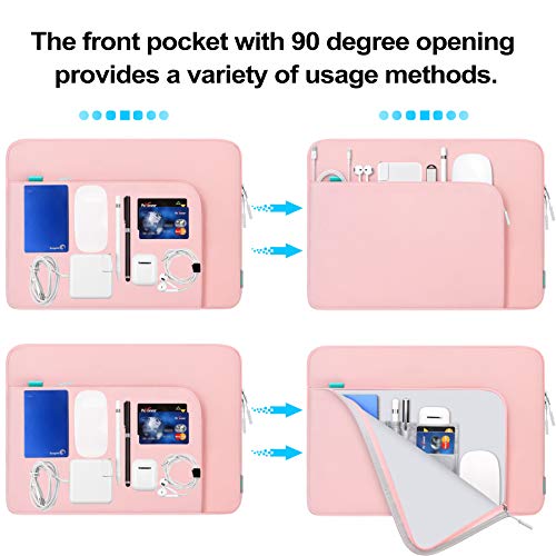 Lacdo 15.6 Inch Laptop Sleeve Case for 15.6" Acer Aspire/Nitro/Predator, Lenovo IdeaPad 3, ZenBook VivoBook 15, HP Pavilion 15, Dell Inspiron 15, MSI GL65 Computer Bag with Accessory Pocket, Pink