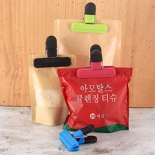 XxinXrong 12 Pcs Bag Clips Food Seal Clips, Food Bag Clips for Food Storage, Kitchen Food Clips, Plastic Air Tight Chip Bag Clips for Snack Coffee Vegetables Fruit Food Storage Bags Clips