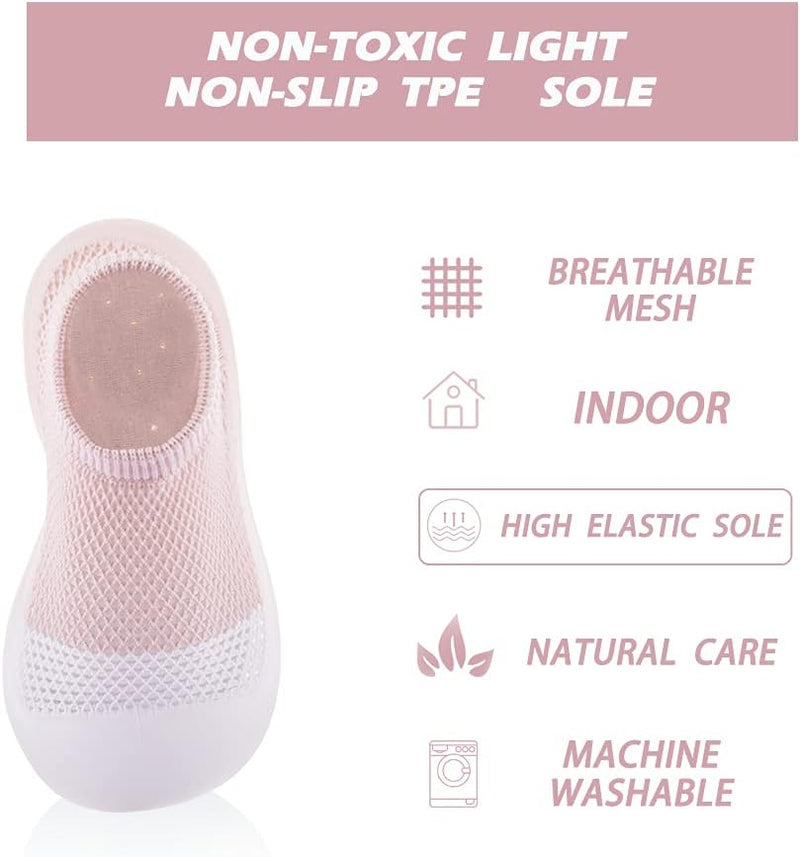 Baby Toddler Non-Skid Sock Shoes Indoor Slipper Breathable Cotton Mesh Lightweight Sole Infant Boy Girls Kids Children