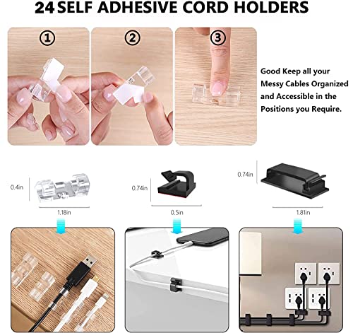 273 Pcs Cable Management Kit, ????? ???????? Cable Organizer for Home and Office. Useful for Power Cord, USB Cable, TV Cable, PC, Desktop Cable clips bundle, Home Office Cord Organizer for Desk etc
