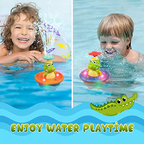 AM ANNA Fountain Crocodile Baby Bath Toys for Toddlers 1-3,4 Modes Spray Water Bath Toy for 1-8 Year Old Boys Girls Kids, Sprinkler Light Up Bathtub Toy Bathroom (Multicolor)