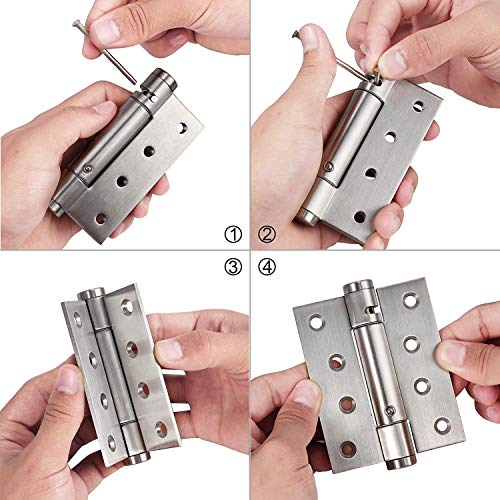 Tritow Adjustable Door Hinges 4inch Fire Rated Door Hinges Self Closing Adjustable Spring Hinge Single Action Stainless Steel Polished Chrome Home Hardware Hinge Accessories (Size : 3pcs)