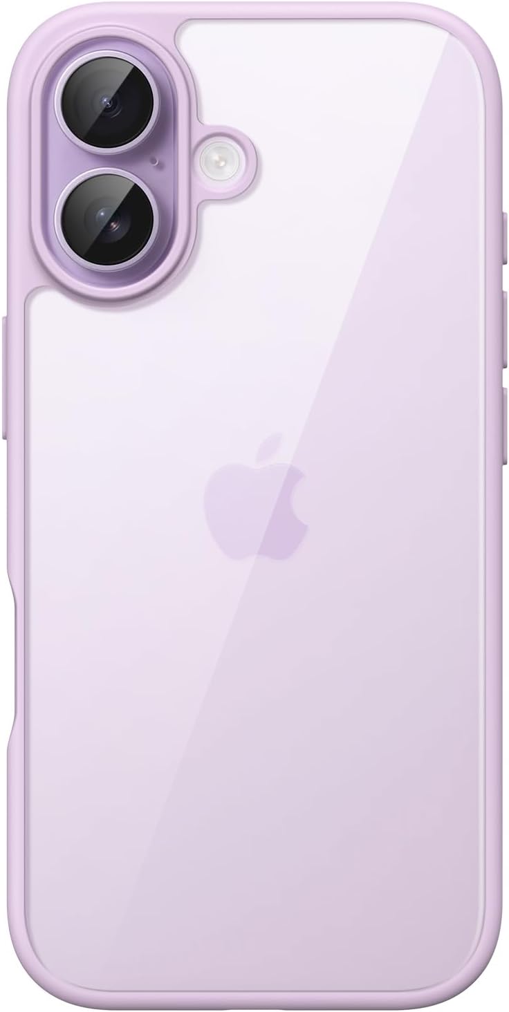 JETech Case for iPhone 17 6.3-Inch, Shockproof Phone Bumper Cover, Solid Color Matte TPU Frame, Anti-Scratch Clear Back (Lavender) - iPhone 17 Lavender
