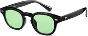 Unisex Vintage Retro Round Style Tinted Sunglasses For Men Women Fashion Circle Sun Glasses 46mm - C09 Black Frame/Green Tinted Lens