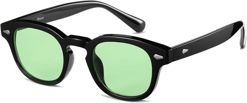 Unisex Vintage Retro Round Style Tinted Sunglasses For Men Women Fashion Circle Sun Glasses 46mm - C09 Black Frame/Green Tinted Lens