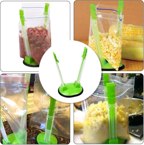 2pcs Baggy Rack Food Storage Bags Holders Stands Baggy Racks Adjustable Sandwich Bag Clips Stands Plastic Reusable Freezer Bag Racks Holders Meal Planning Prep Bag Holders Stands