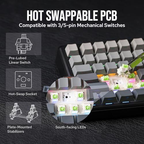 EPOMAKER X AULA F75 MAX Tri-Mode Wireless Gaming Keyboard, TFT Screen, Knob, Hot Swappable, 2.4GHz/Type-C/BT5.0, Gasket Creamy, for PC/Mac/Office/Gaming (Black Gradient)