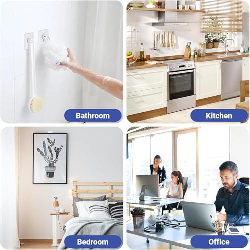 GERRIT Picture Hangers, 15pcs Self Adhesive Picture Hangers Hooks Waterproof Adhesive Wall Hooks Wall Picture Hanger Heavy Duty Wall Hangers Without Nails for Hanging for Home Kitchen Bathroom Office