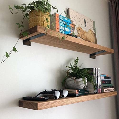 YMDparts Heavy Duty Blind Shelf Brackets, 5mm Thick Rustic for Custom Wood Shelves, 12 Inch Solid Steel Black With Hardware Needed (6Pcs)