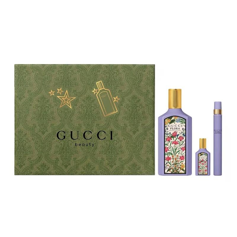 Gucci Flora Gorgeous Magnolia Woman's Gift Set: 100ml EDP Spray + Mini 10ml EDP Spray + Mini Pen 5ml EDP Spray - HARD BOX