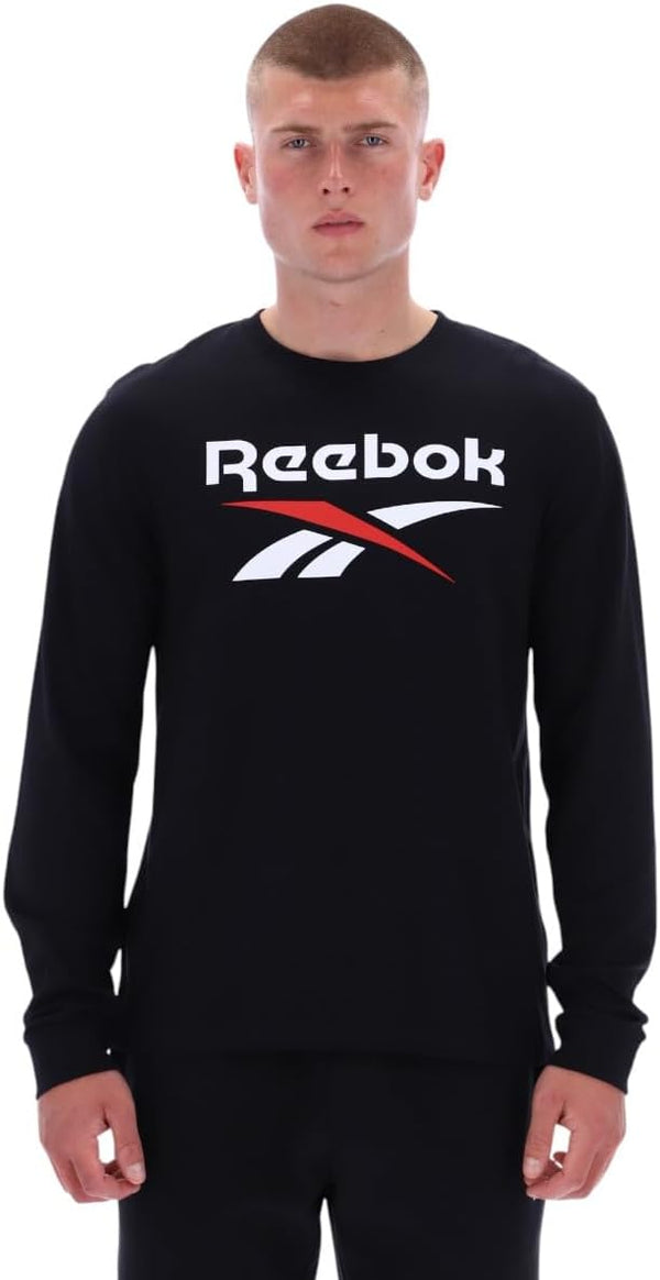 Mens REMI BIG LOGO CREW NECK LS TEE T-shirt (pack of 1) - BLACK