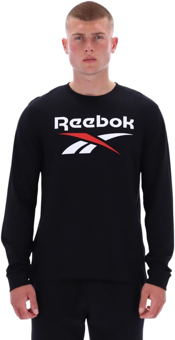 Mens REMI BIG LOGO CREW NECK LS TEE T-shirt (pack of 1) - BLACK