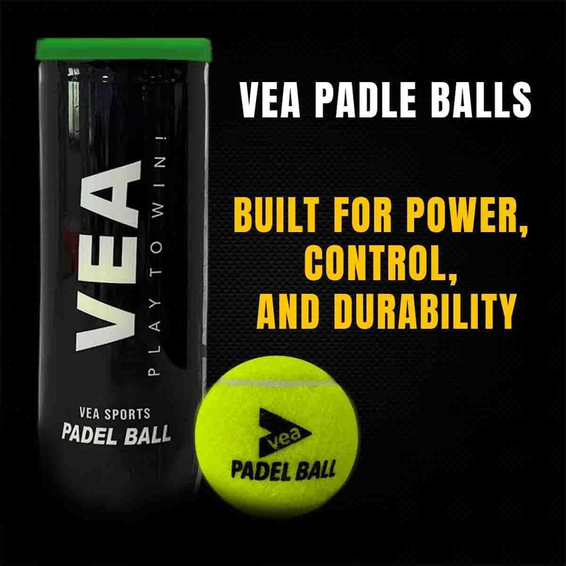 VEA Diamond Pro Padel Racket with 2 Tubes of Balls Carbon Fiber Racquet, EVA Core, 6 High-Bounce Padel Balls Premium Padel Set for Power & Control