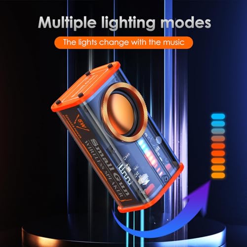 Transparent Wireless Bluetooth Speaker, Portable Mini Speaker, with Led Colorful Lights Stereo Sound Tws Small Speakers for Office, Party Camping, Shower, Home, Travel, for Any Anniversary(1 Pack)