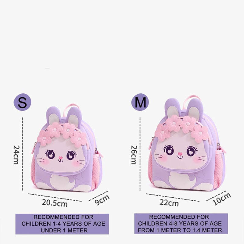 Cute Kids Backpack Toddler Backpack Bag Schoolbag Animal 3D Cartoon Animal for Baby Girl Boy 2-8 Years Small Kids Daypack (Pink Flowers Bunny)