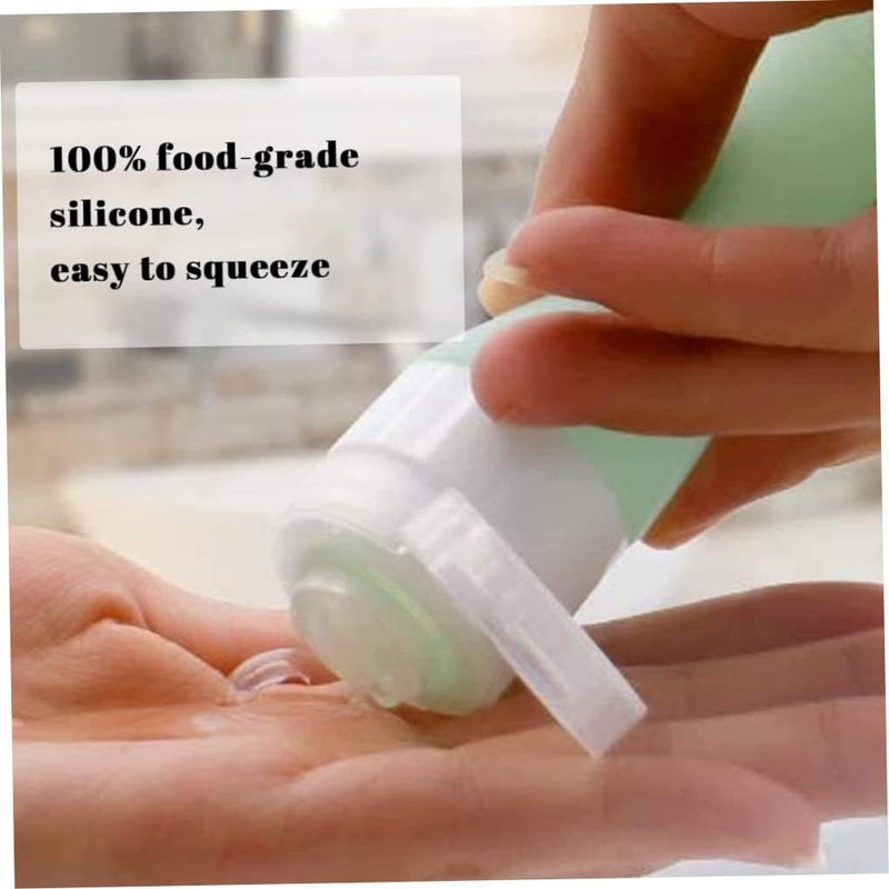 Travel Bottles Containers, Portable Silicone Travel Bottles,4 Pcs Refillable Squeezable Leak Proof Travel Accessories for Washing Toiletries,with PVC Storage Bag 90ml (3fl.oz)