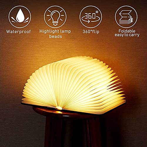 LQZHBDWZ Folding Wooden Book Ligh, Novelty Lamp Book LEDï¼ŒPortable USB Rechargeable Book Lamp, 5 Colors LED Table Lamp for Decoration, Magnetic Design, Creative gifts for classmates' girlfriend
