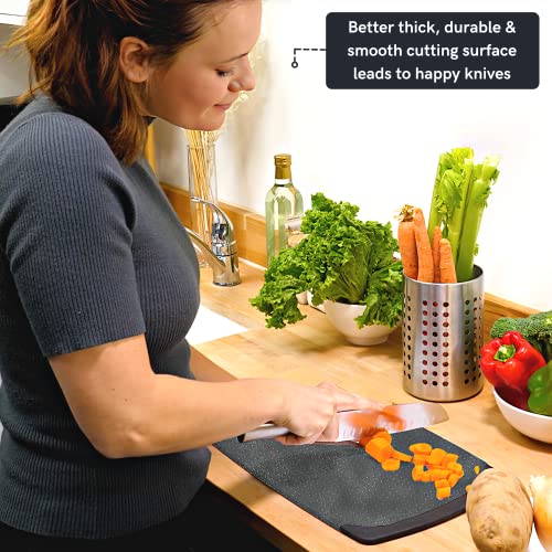 WONDER-BLED Reversible Cutting Board Set of 3, Plastic Chopping Board for Kitchen, BPA Free Food Safe PP Material, Non-Slip Design with Easy Grip Handle, Juice Grooves, Dishwasher Safe (White)